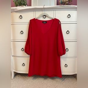 Red Lulu’s shift dress